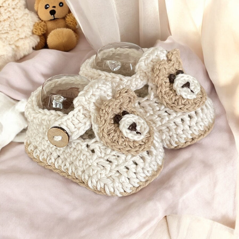 Teddy Bear Booties, Crochet Baby Booties