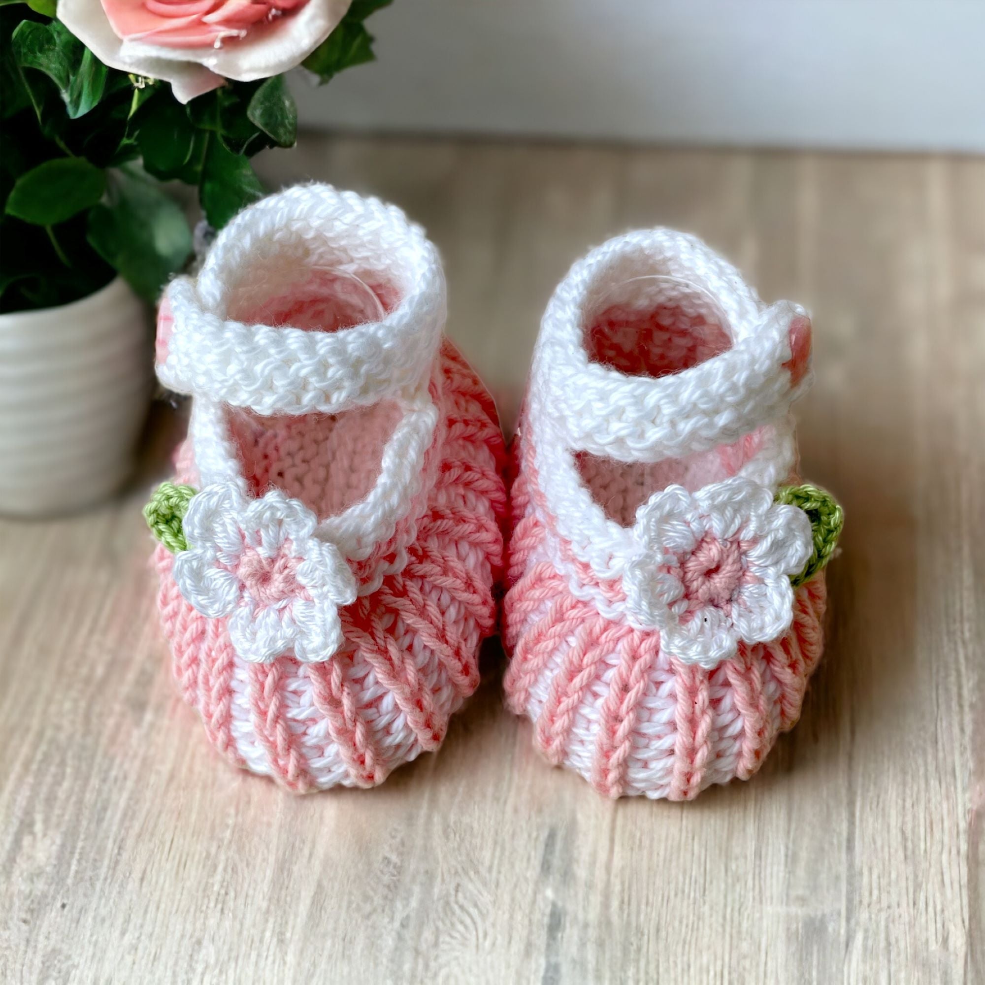 White knitted cheap baby booties