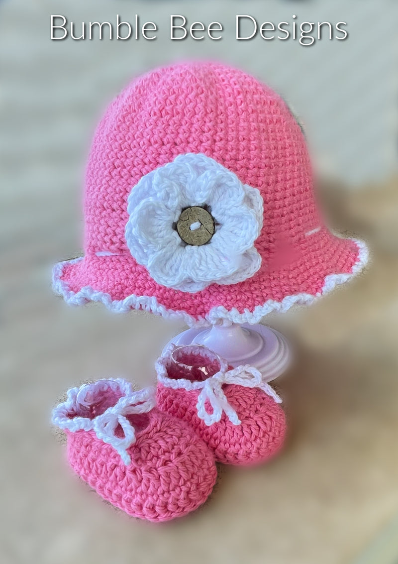 Baby Sunhat - Cotton Baby Girl Bonnet - Flower Hat - Cotton baby booti ...